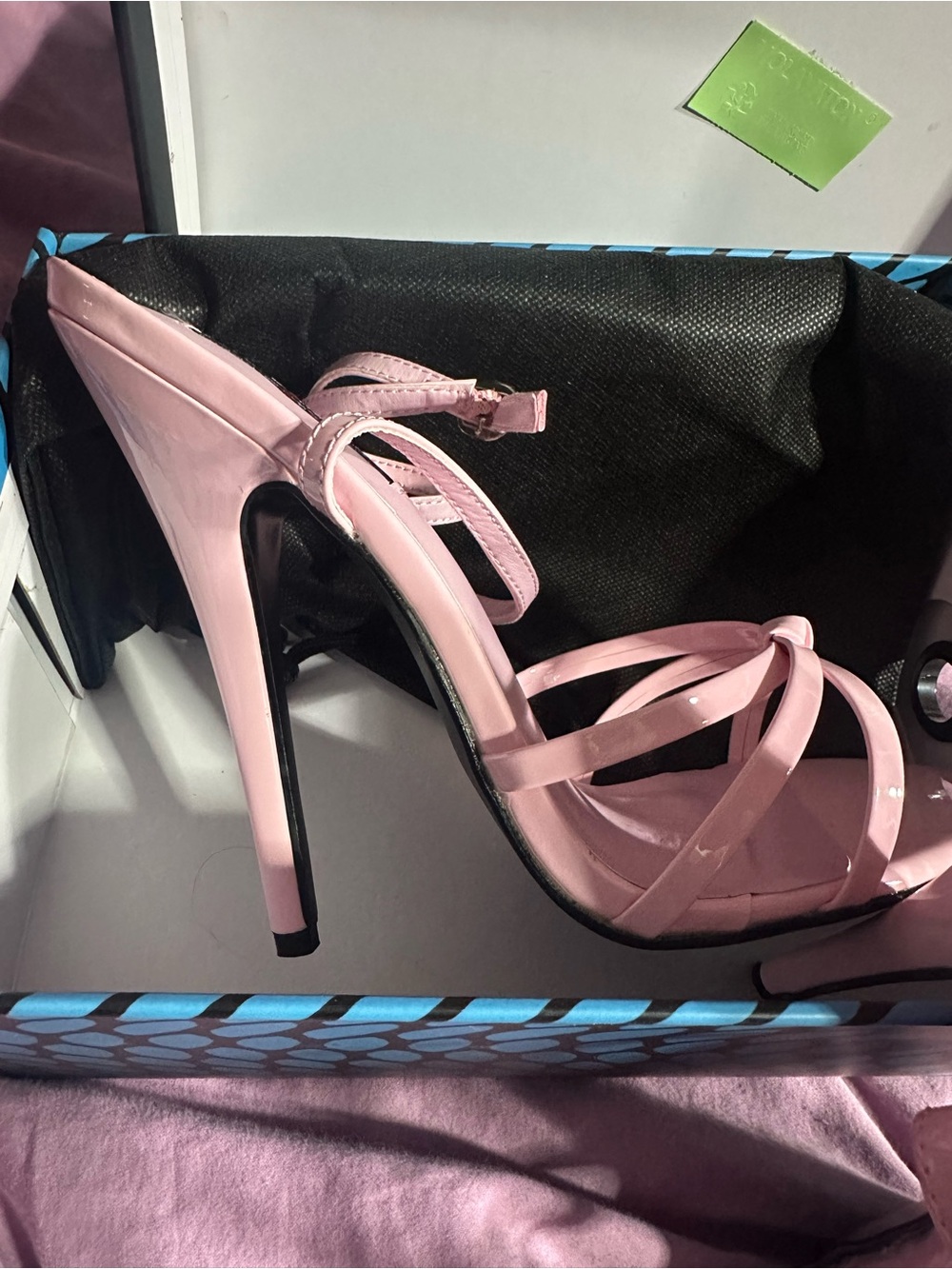 Devious by Pleaser Pink Patent Leather Strappy Open Toe Stiletto Heels US 10